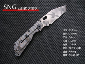 凯文Strider SNG中坦克折刀T头荆棘纹S35VN_玉华刀具商城